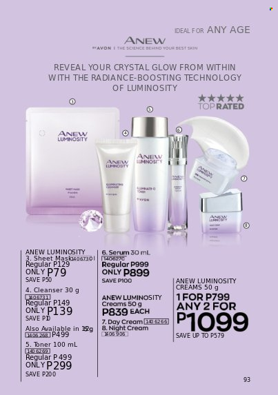 thumbnail - Avon offer  - 1.1.2023 - 31.1.2023 - Sales products - Anew, cleanser, day cream, serum, toner, night cream. Page 93.