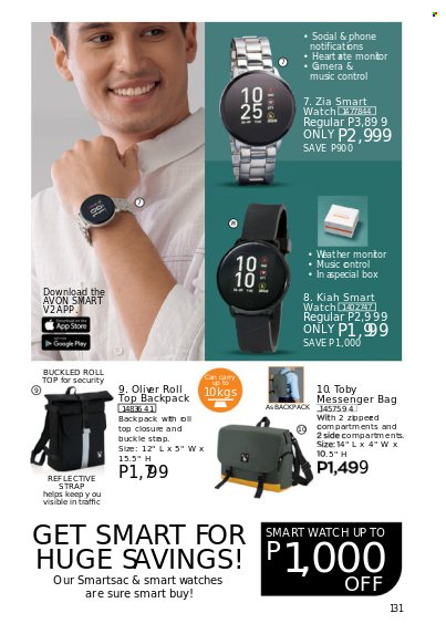 thumbnail - Avon offer  - 1.1.2023 - 31.1.2023 - Sales products - Avon, bag, smart watch, backpack. Page 131.