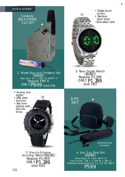 thumbnail - Avon offer  - 1.1.2023 - 31.1.2023 - Sales products - cross body bag, watch, umbrella. Page 132.