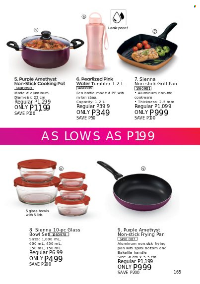 thumbnail - Avon offer  - 1.1.2023 - 31.1.2023 - Sales products - cookware set, tumbler, pot, grill pan, bowl set, glass bowl. Page 165.