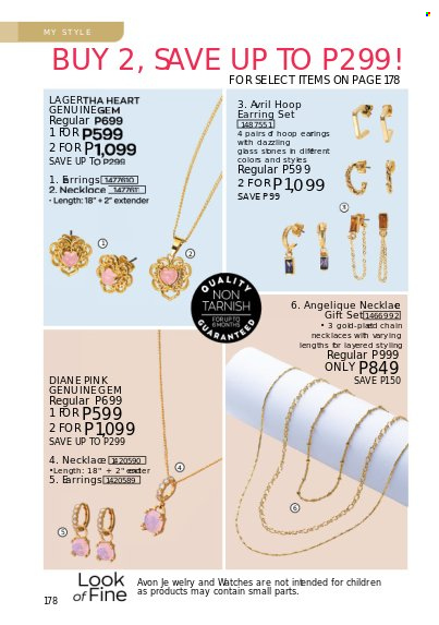 thumbnail - Avon offer  - 1.1.2023 - 31.1.2023 - Sales products - Avon, gift set, earrings, necklace, watch. Page 178.