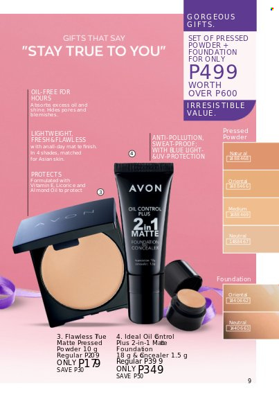 thumbnail - Avon offer  - Sales products - Avon, corrector, shades, face powder. Page 9.