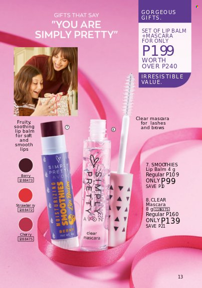 thumbnail - Avon offer  - Sales products - lip balm, mascara. Page 13.