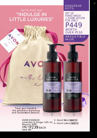 thumbnail - Avon offer  - Sales products - Avon, hand wash, body lotion, ginseng. Page 19.