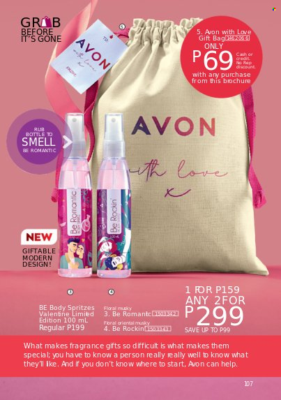 thumbnail - Avon offer  - 1.2.2023 - 28.2.2023 - Sales products - Be Romantic, Avon, fragrance. Page 105.