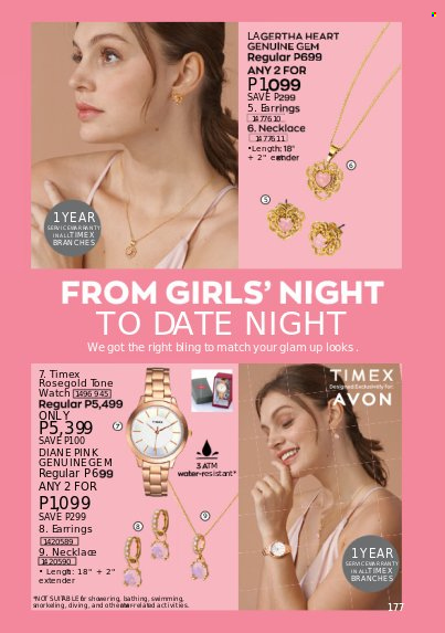 thumbnail - Avon offer  - 1.2.2023 - 28.2.2023 - Sales products - Avon, earrings, necklace, watch. Page 173.