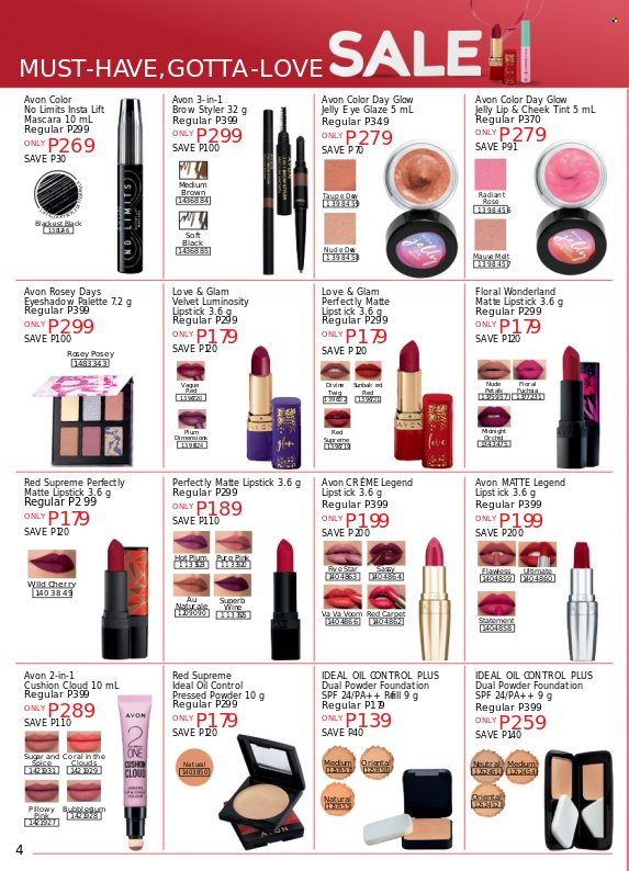thumbnail - Avon offer  - 18.2.2023 - 28.2.2023 - Sales products - Voom, Avon, Palette, eyeshadow, lipstick, mascara, cheek tint, face powder, powder foundation. Page 4.