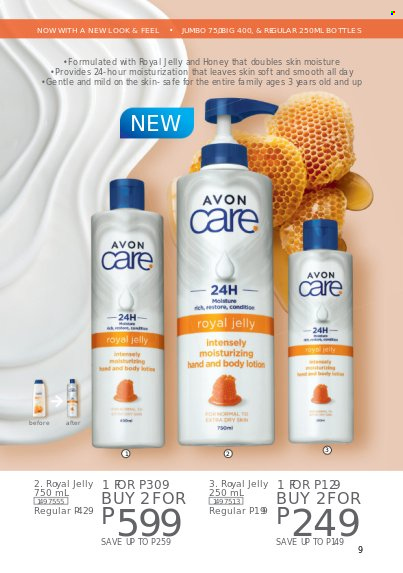 thumbnail - Avon offer  - 1.3.2023 - 31.3.2023 - Sales products - Avon, royal jelly, body lotion. Page 9.