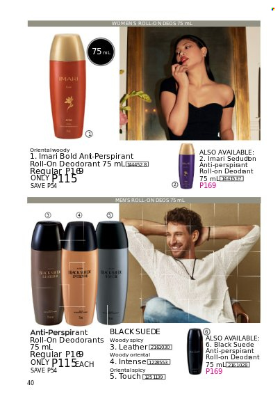thumbnail - Avon offer  - 1.3.2023 - 31.3.2023 - Sales products - anti-perspirant, roll-on, Imari, deodorant, magnesium. Page 40.