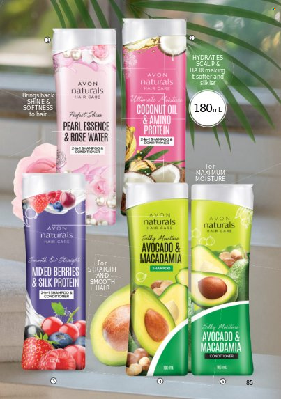 thumbnail - Avon offer  - 1.3.2023 - 31.3.2023 - Sales products - shampoo, Avon, coconut oil, conditioner. Page 85.