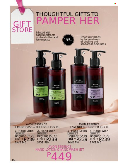 thumbnail - Avon offer  - 1.3.2023 - 31.3.2023 - Sales products - Avon, hand wash, body lotion, ginseng. Page 104.
