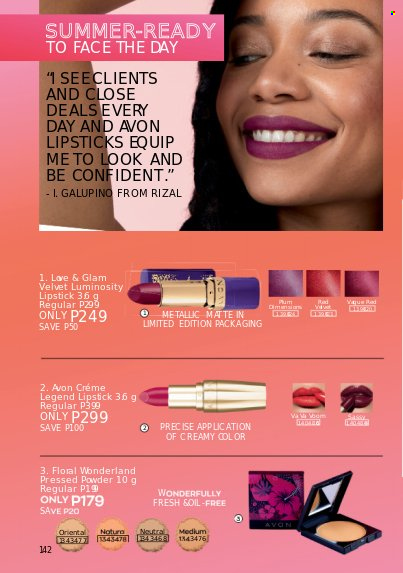 thumbnail - Avon offer  - 1.3.2023 - 31.3.2023 - Sales products - Voom, Avon, lipstick, face powder. Page 142.