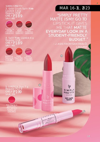 thumbnail - Avon offer  - 1.3.2023 - 31.3.2023 - Sales products - Avon, lipstick. Page 145.