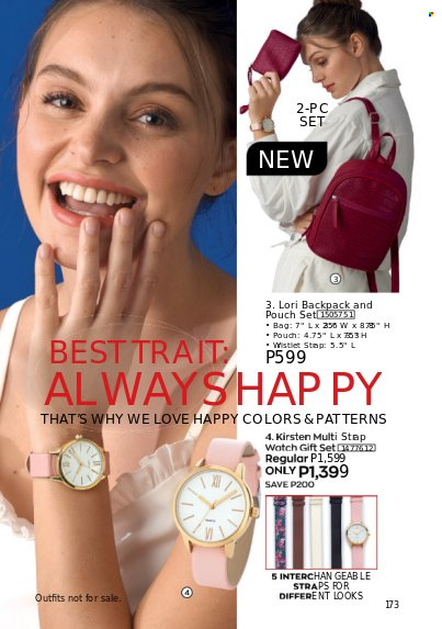 thumbnail - Avon offer  - 1.3.2023 - 31.3.2023 - Sales products - gift set, bag, backpack, watch. Page 173.