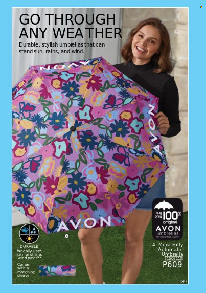 Avon offer  - 1.3.2023 - 31.3.2023 - Sales products - Avon, umbrella. Page 189.