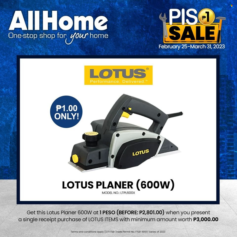 thumbnail - AllHome offer  - 25.2.2023 - 31.3.2023 - Sales products - Lotus, planer. Page 2.