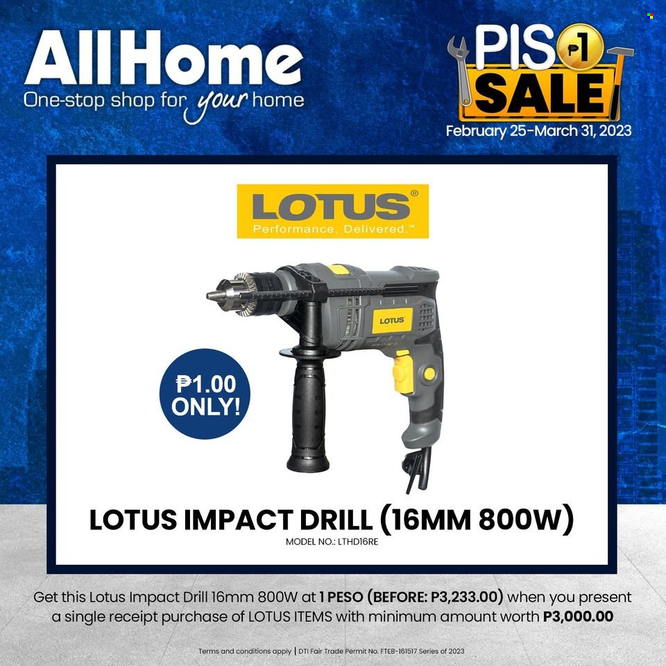thumbnail - AllHome offer  - 25.2.2023 - 31.3.2023 - Sales products - Lotus, drill. Page 4.