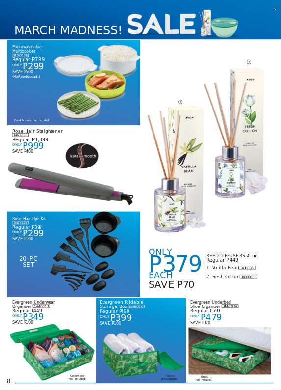 thumbnail - Avon offer  - 18.3.2023 - 31.3.2023 - Sales products - Avon, diffuser, towel, underwear. Page 8.