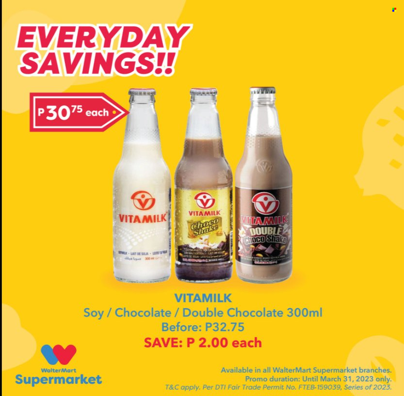 Walter Mart offer  - 14.3.2023 - 31.3.2023 - Sales products - shakes, chocolate. Page 1.