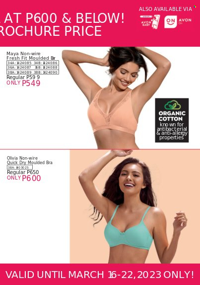Avon offer  - 16.3.2023 - 22.3.2023 - Sales products - Avon, quick dry, bra. Page 27.