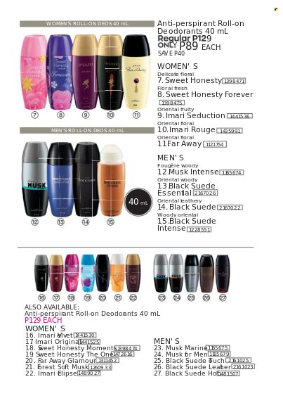 thumbnail - Avon offer  - 16.3.2023 - 31.3.2023 - Sales products - anti-perspirant, far away, roll-on, Imari, deodorant, magnesium. Page 19.