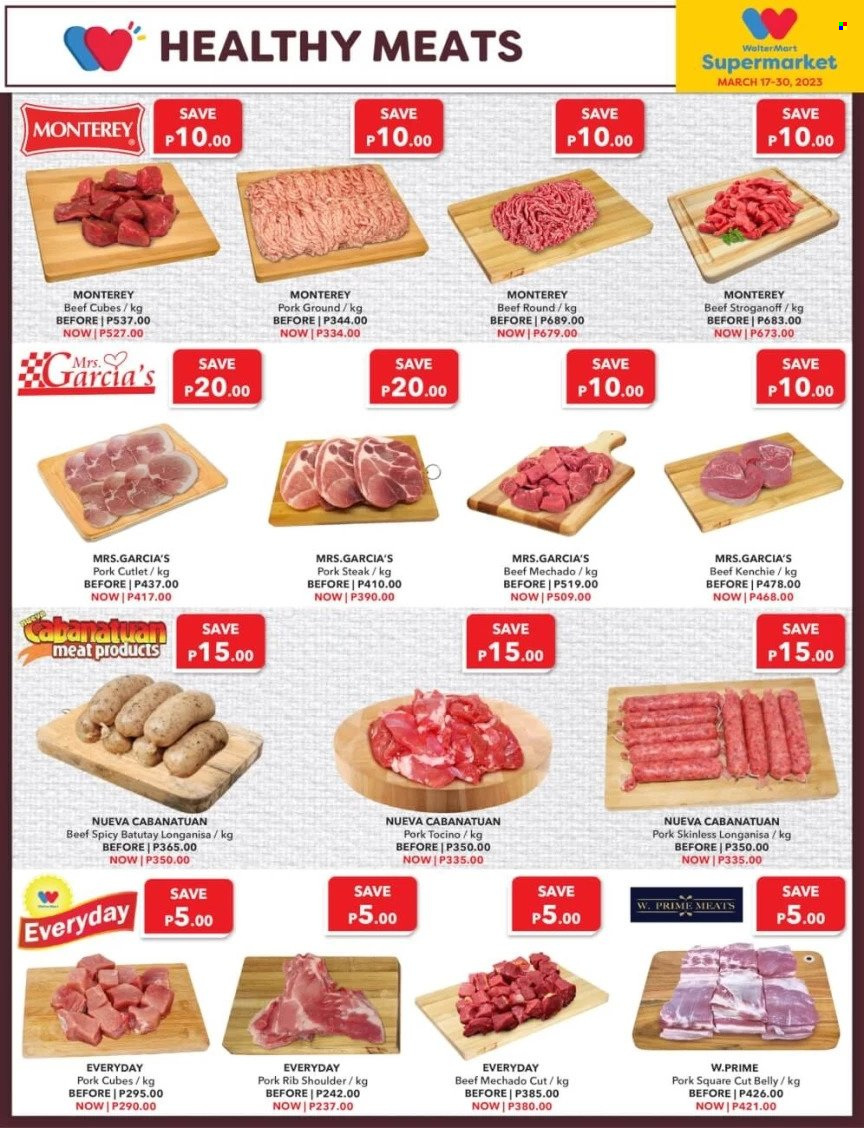 thumbnail - Walter Mart offer  - 17.3.2023 - 30.3.2023 - Sales products - beef meat, steak, pork chops, pork meat. Page 2.