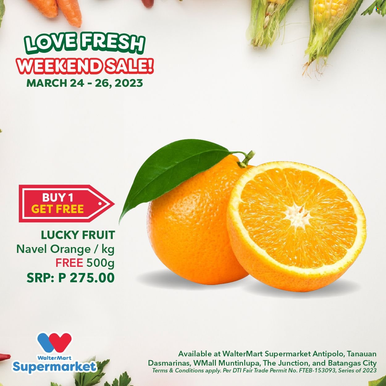 thumbnail - Walter Mart offer  - 24.3.2023 - 26.3.2023 - Sales products - navel oranges. Page 8.