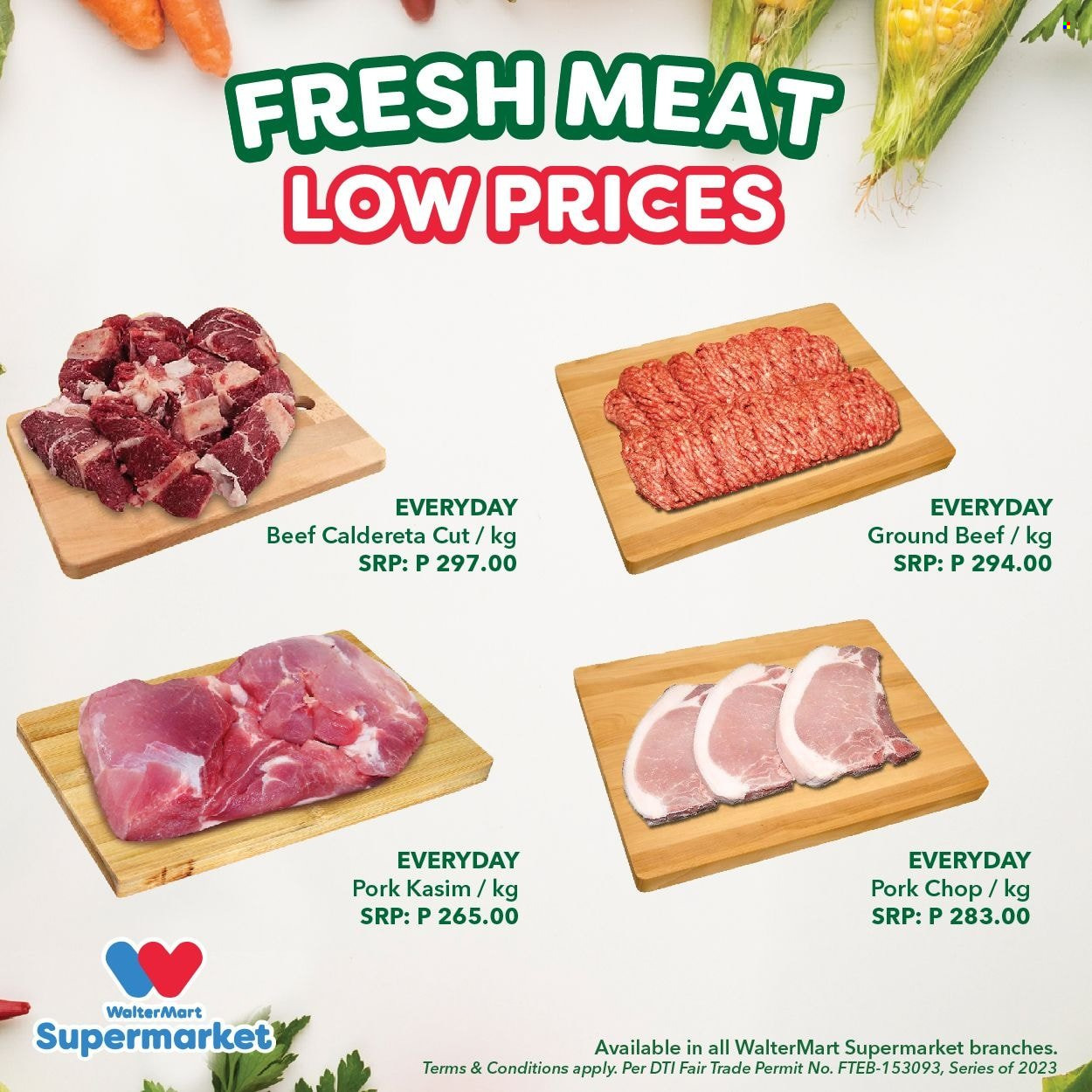 thumbnail - Walter Mart offer  - Sales products - beef meat, ground beef, pork chops, pork meat. Page 2.