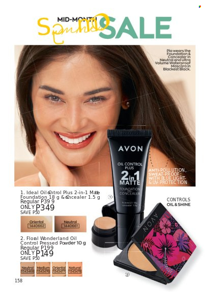 thumbnail - Avon offer  - 1.4.2023 - 30.4.2023 - Sales products - Avon, corrector, mascara, waterproof mascara, face powder. Page 158.