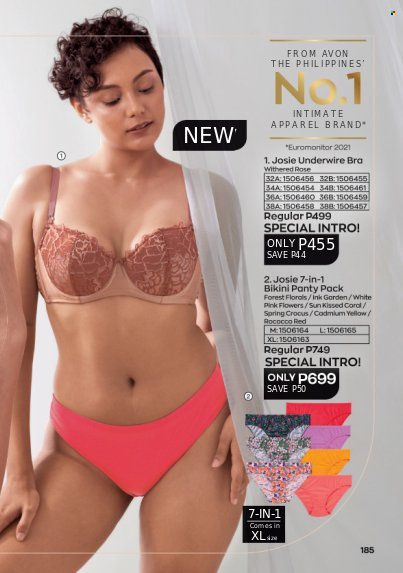 thumbnail - Avon offer  - 1.4.2023 - 30.4.2023 - Sales products - Avon, bikini, bra. Page 185.