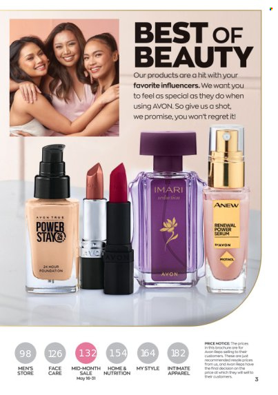 Avon offer  - 1.5.2023 - 31.5.2023 - Sales products - Avon, Anew, serum, Imari. Page 3.