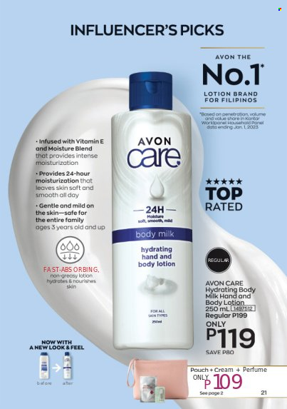 thumbnail - Avon offer  - 1.5.2023 - 31.5.2023 - Sales products - Avon, body lotion, body milk, eau de parfum. Page 21.