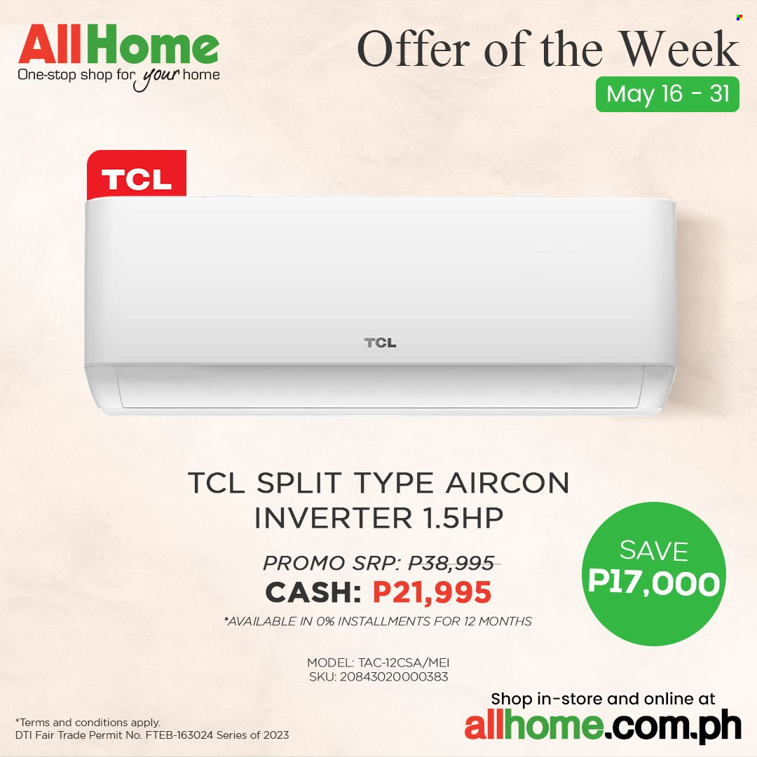 AllHome offer  - 16.5.2023 - 31.5.2023 - Sales products - TCL, inverter. Page 2.