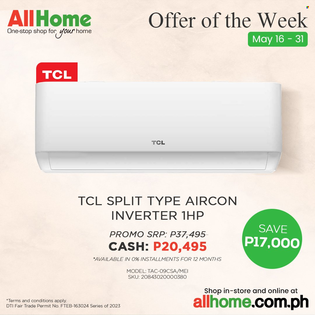 AllHome offer  - 16.5.2023 - 31.5.2023 - Sales products - TCL, inverter. Page 3.