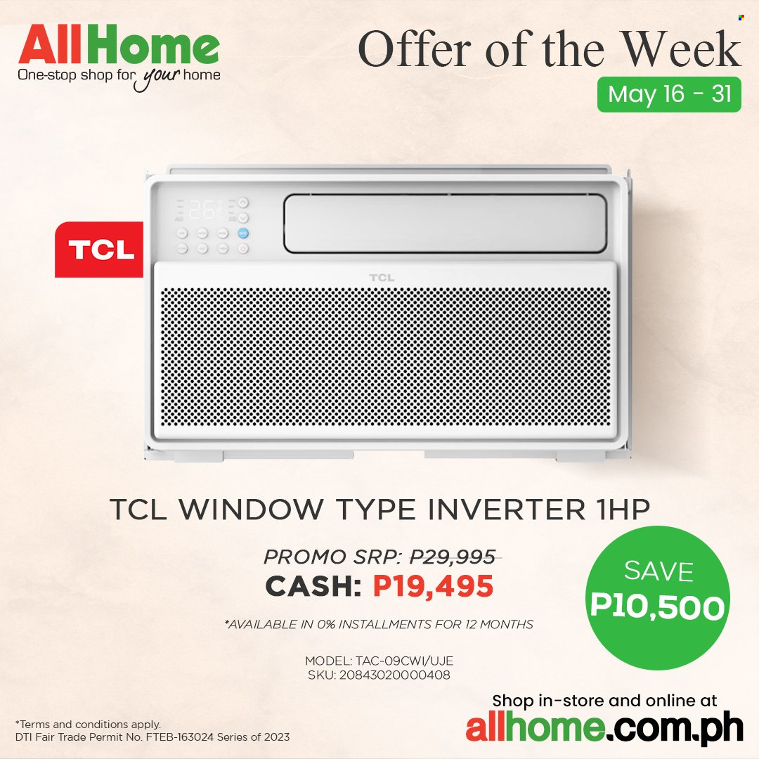 AllHome offer  - 16.5.2023 - 31.5.2023 - Sales products - TCL, inverter. Page 4.