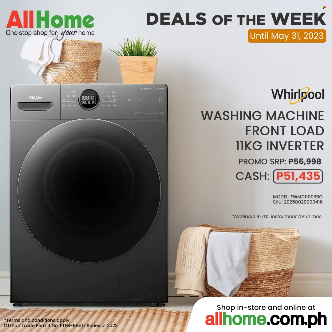 AllHome offer  - 22.5.2023 - 31.5.2023 - Sales products - Whirlpool, washing machine, inverter. Page 3.