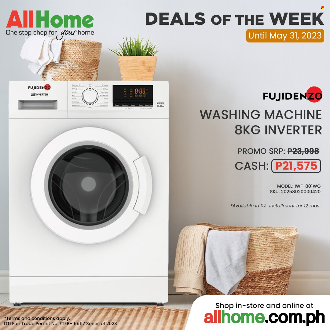 AllHome offer  - 22.5.2023 - 31.5.2023 - Sales products - washing machine, inverter. Page 4.