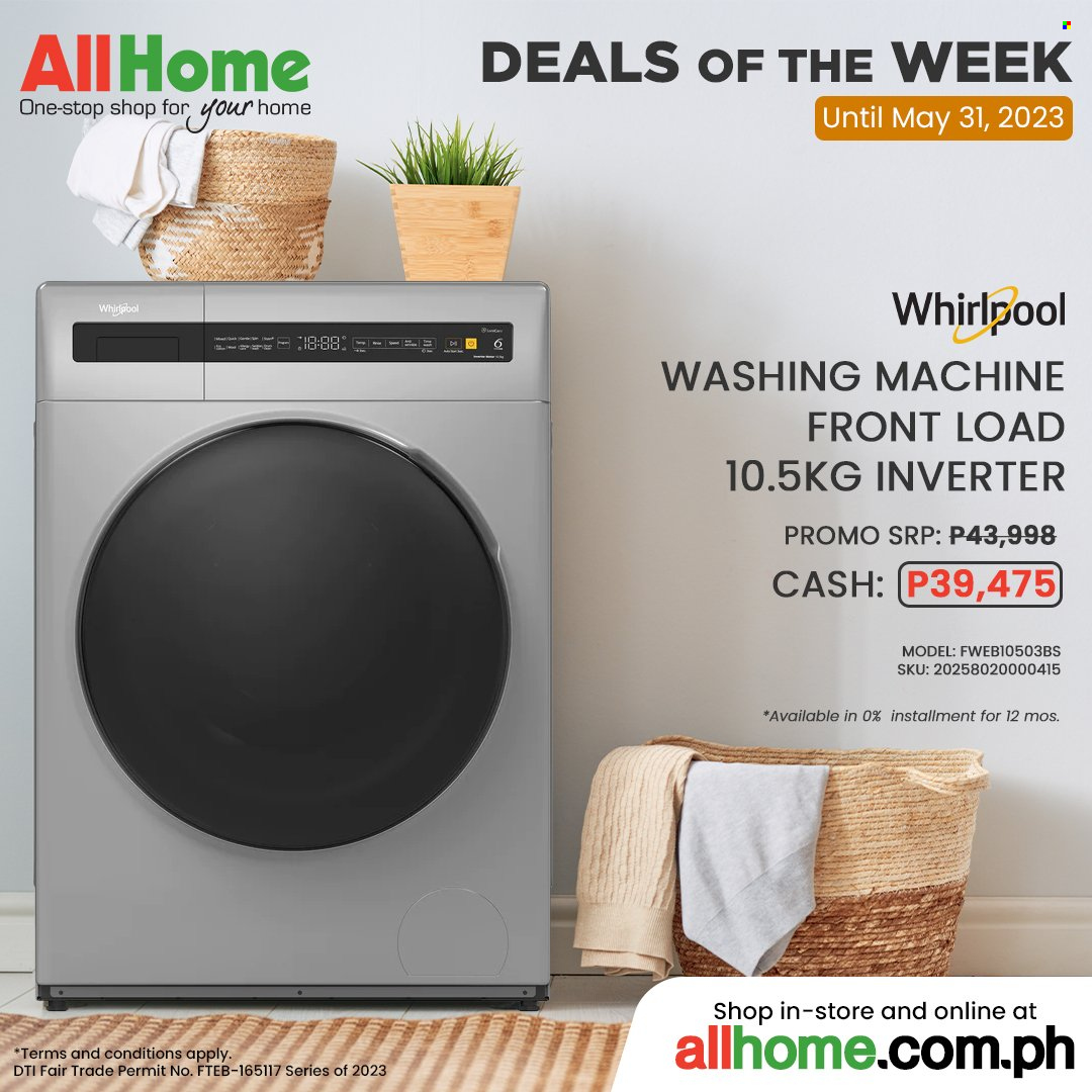 thumbnail - AllHome offer  - 22.5.2023 - 31.5.2023 - Sales products - Whirlpool, washing machine. Page 5.