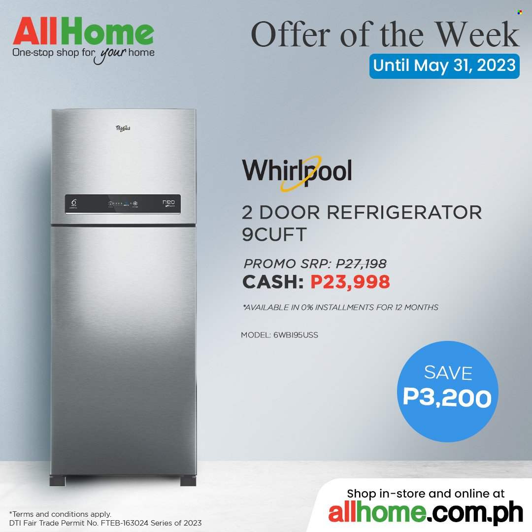 AllHome offer  - 22.5.2023 - 31.5.2023 - Sales products - Whirlpool, refrigerator, fridge. Page 2.