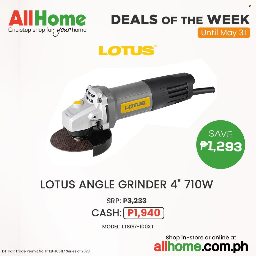 AllHome offer  - 22.5.2023 - 31.5.2023 - Sales products - Lotus, grinder, angle grinder. Page 2.