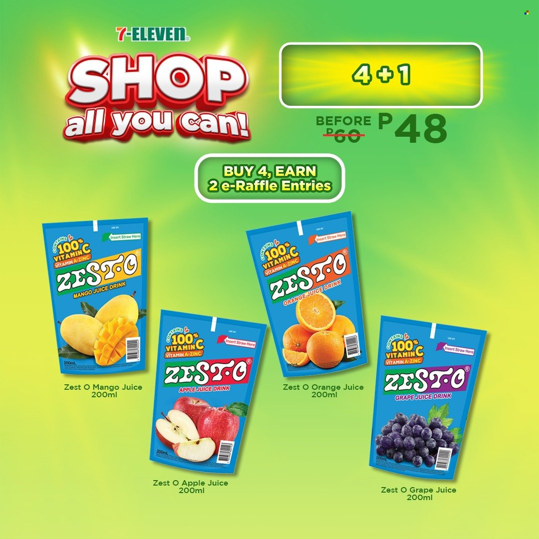 thumbnail - 7 Eleven offer  - 17.5.2023 - 27.6.2023 - Sales products - mango, apple juice, orange juice, juice, straw. Page 20.