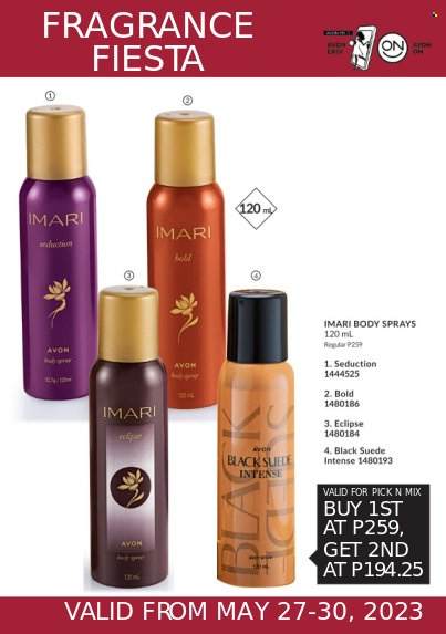 Avon offer  - 27.5.2023 - 30.5.2023 - Sales products - Avon, fragrance, Imari. Page 3.