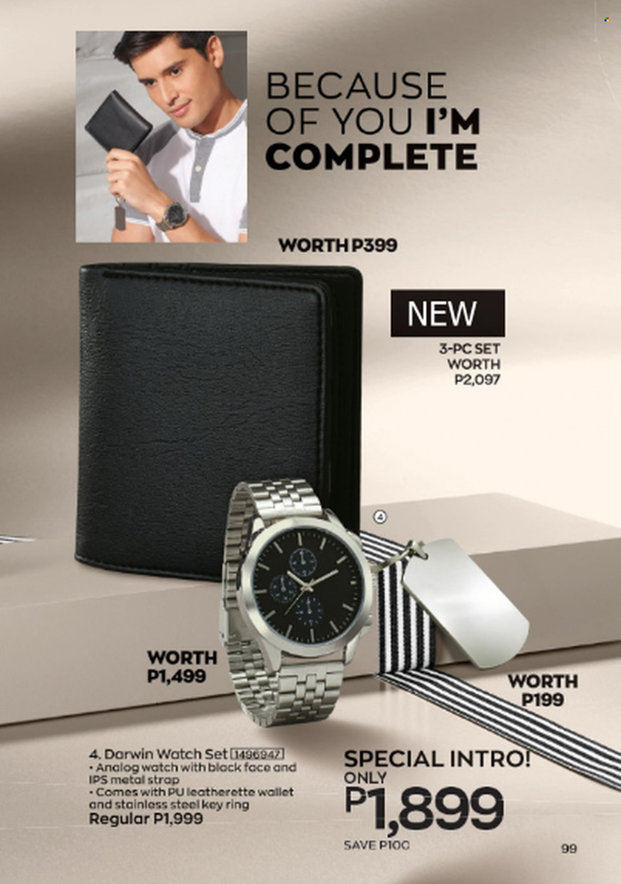 thumbnail - Avon offer  - 1.6.2023 - 30.6.2023 - Sales products - wallet, watch, key ring. Page 99.