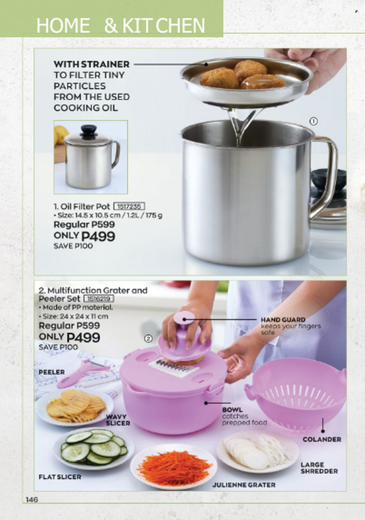 thumbnail - Avon offer  - 1.6.2023 - 30.6.2023 - Sales products - colander, pot, slicer, peeler, handy grater, bowl. Page 146.