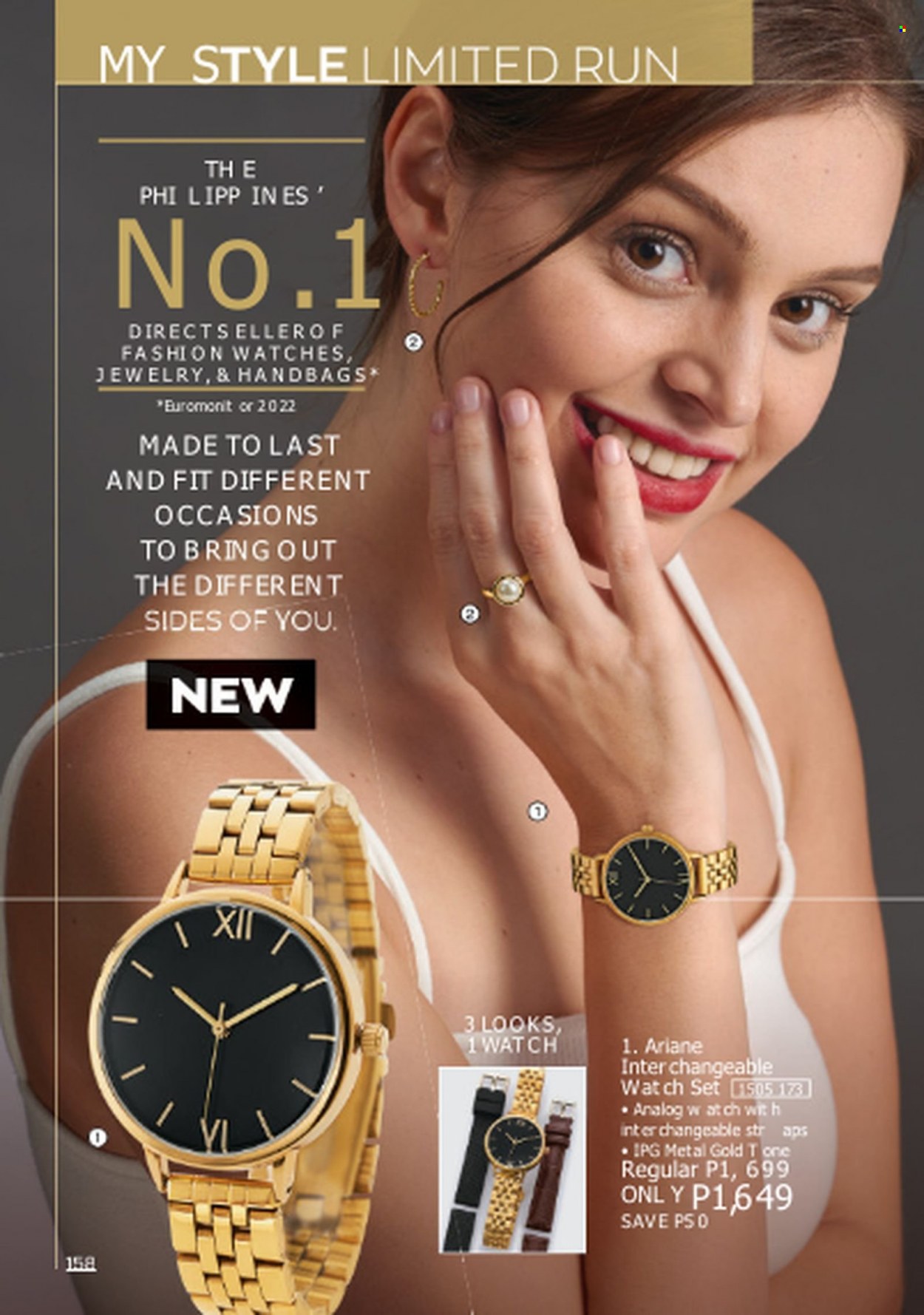 thumbnail - Avon offer  - 1.6.2023 - 30.6.2023 - Sales products - handbag, watch, jewelry. Page 158.
