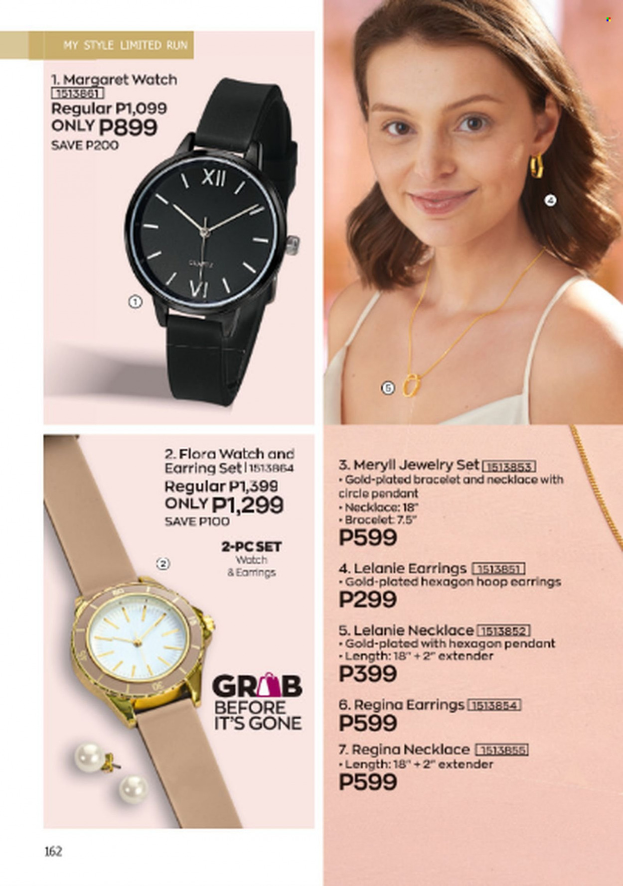 thumbnail - Avon offer  - 1.6.2023 - 30.6.2023 - Sales products - bracelet, earrings, necklace, watch, pendant, jewelry. Page 162.
