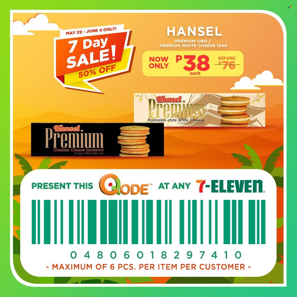 thumbnail - 7 Eleven offer  - 29.5.2023 - 4.6.2023 - Sales products - hokkaido, sandwich, cheddar, biscuit. Page 9.