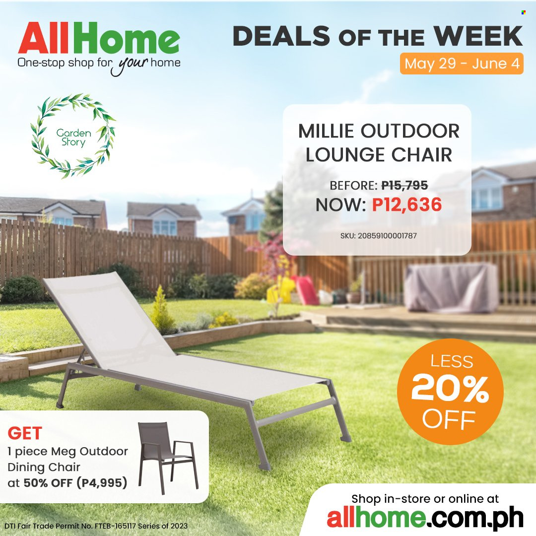 thumbnail - AllHome offer  - 29.5.2023 - 4.6.2023 - Sales products - chair pad, chair, dining chair, lounge. Page 4.