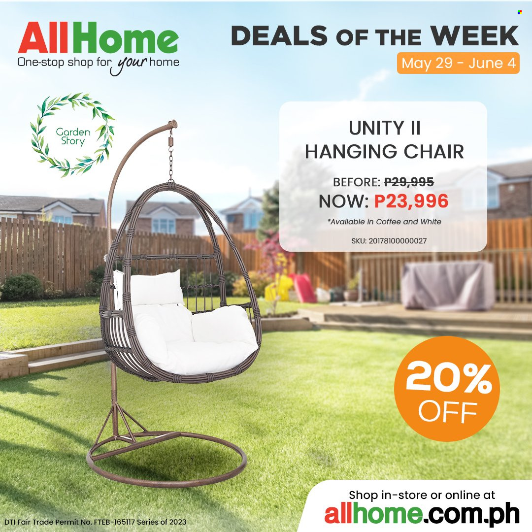 thumbnail - AllHome offer  - 29.5.2023 - 4.6.2023 - Sales products - chair, hanging chair. Page 6.