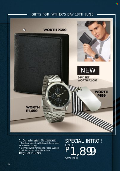 thumbnail - Avon offer  - 1.6.2023 - 30.6.2023 - Sales products - wallet, watch, key ring. Page 6.